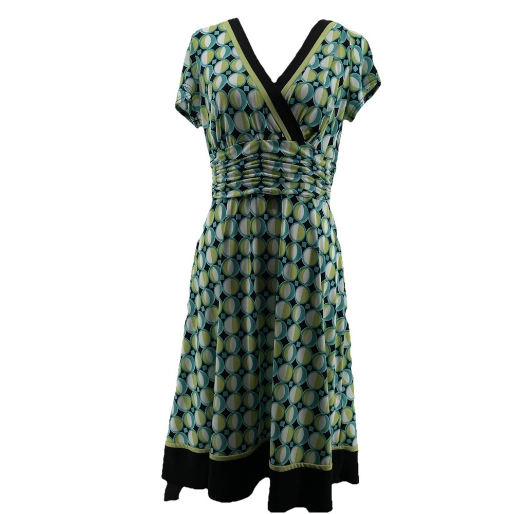Y2k Dress Womens 14P Green Abstract Gilmore Girls Boho 90s‎ Artsy Liquid Knit